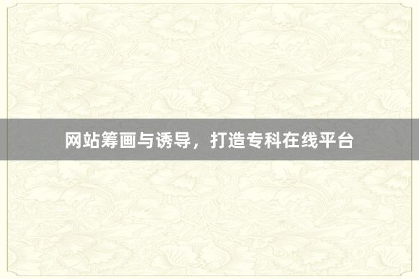 网站筹画与诱导，打造专科在线平台