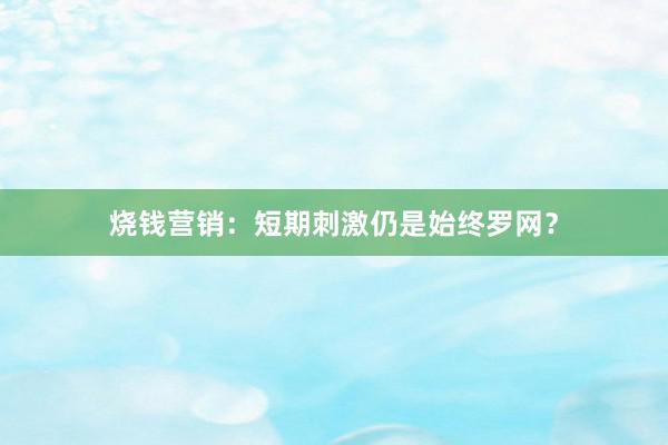烧钱营销：短期刺激仍是始终罗网？